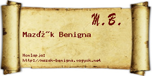 Mazák Benigna névjegykártya